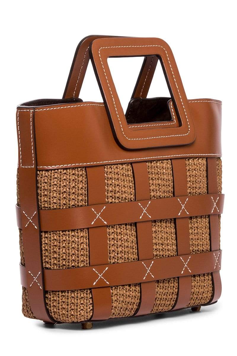 STAUD-Raffia Mini Shirley Bag-TAN