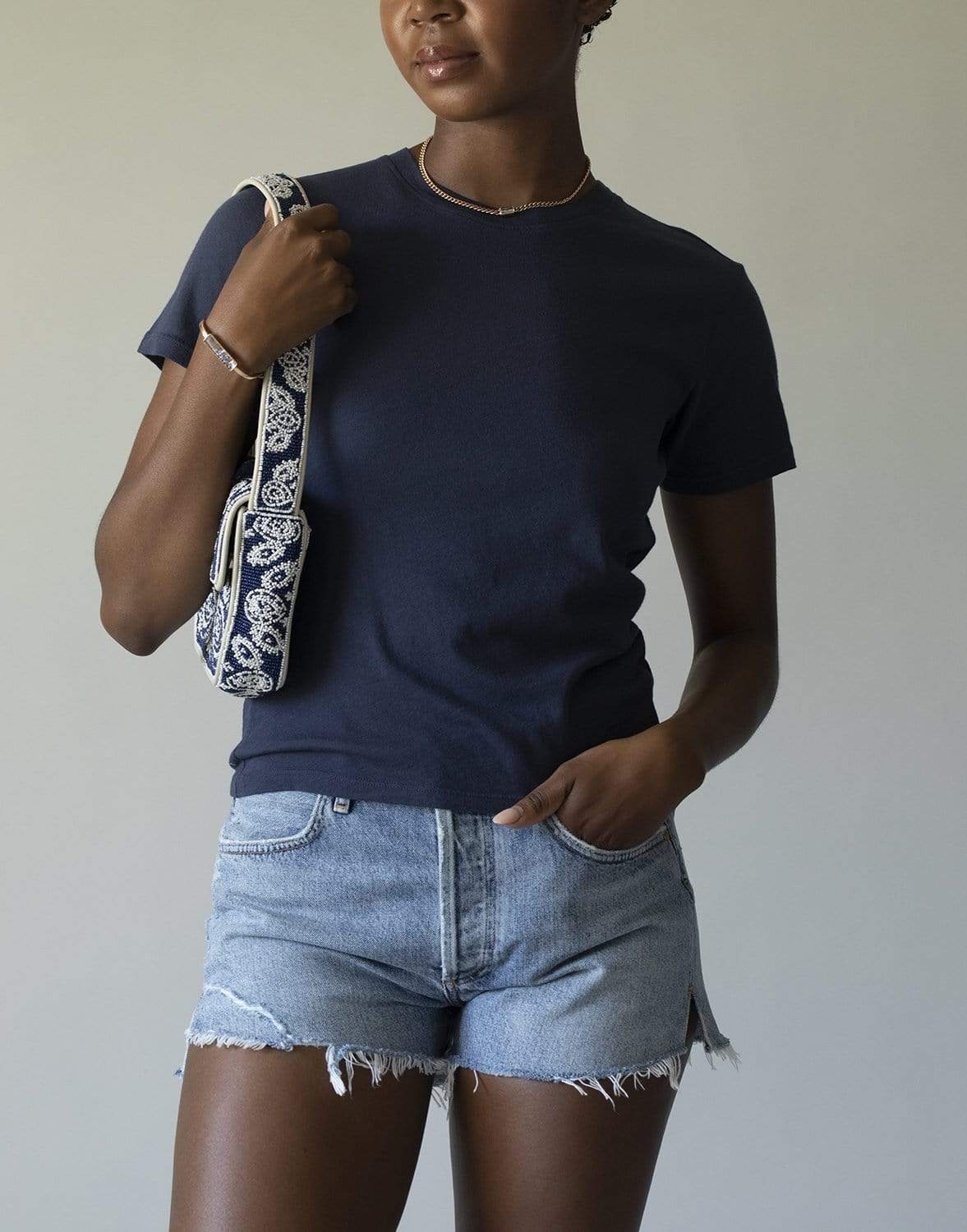 STAUD-Tommy Blue Bandana Bag-BLUE