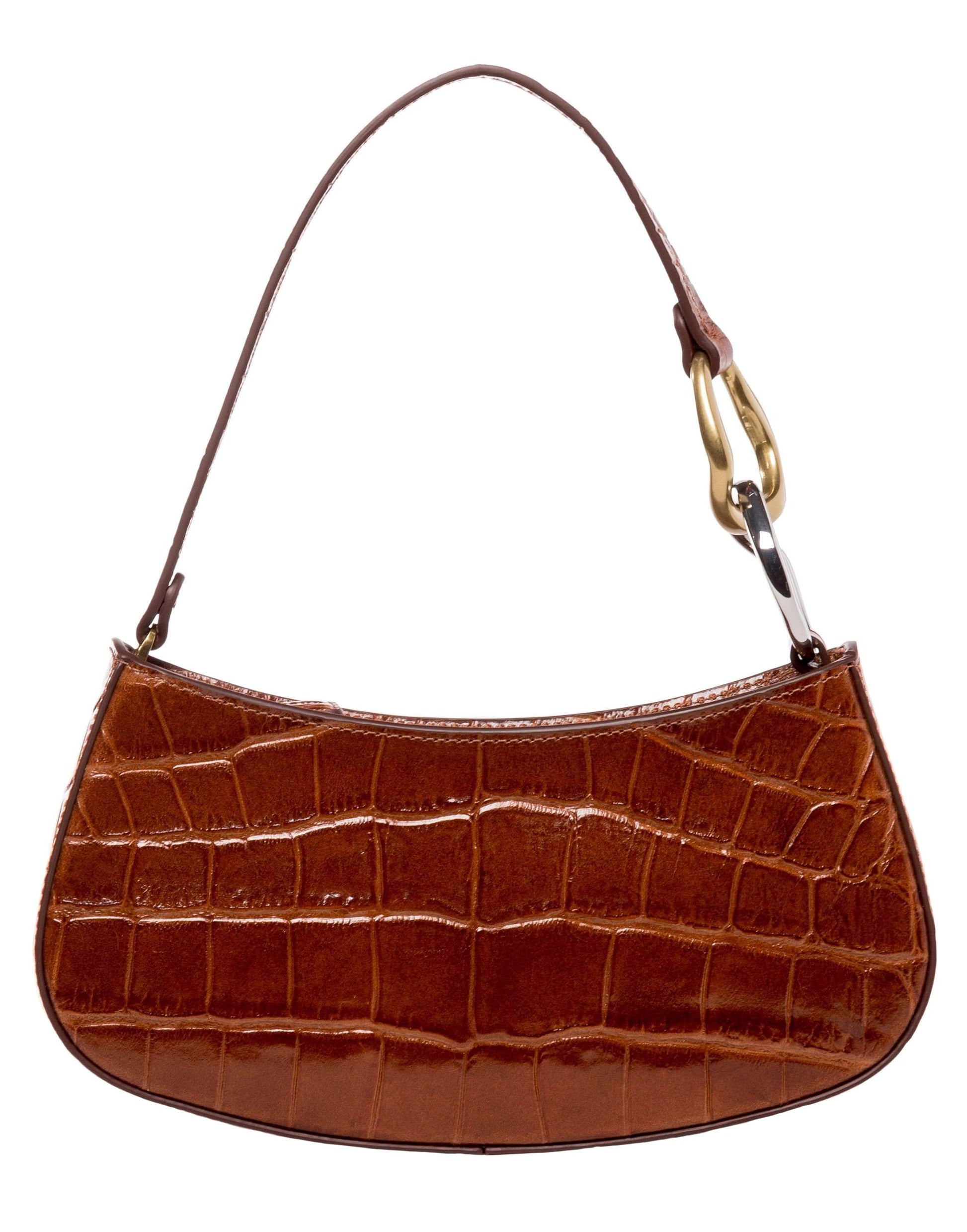 STAUD-Saddle Croc Embossed Ollie Bag-FAUX