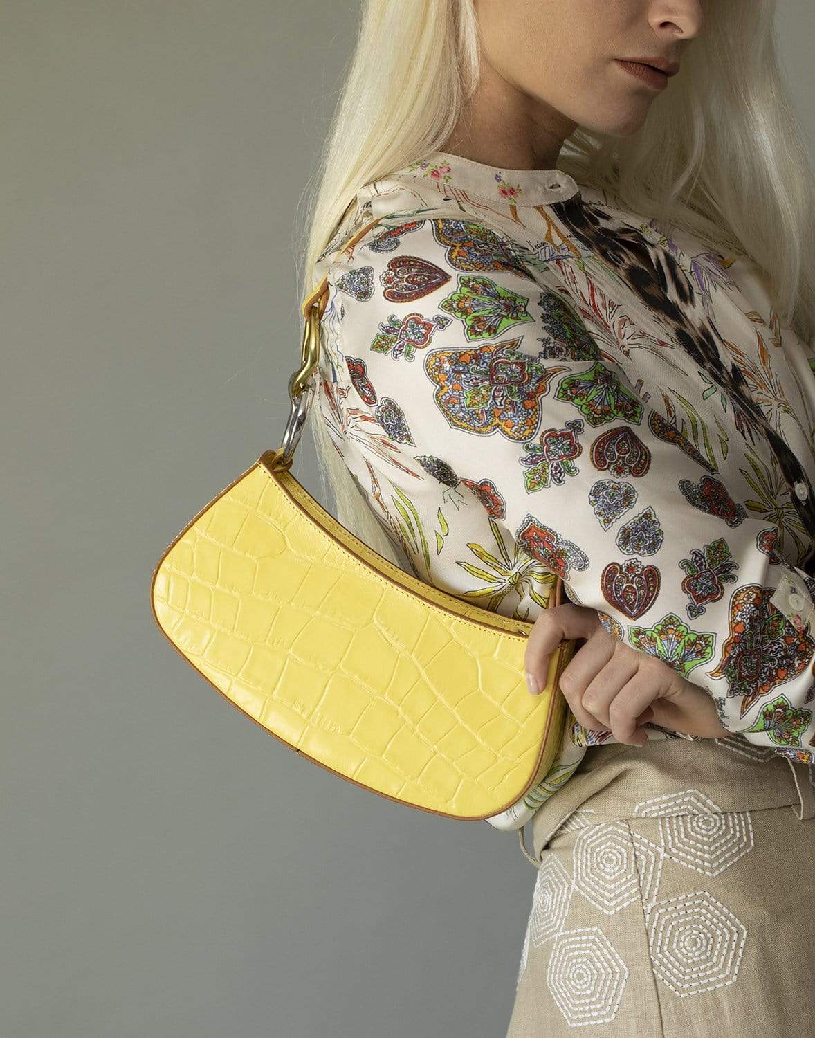 STAUD-Wallflower Croc Embossed Ollie Bag-FLOWER
