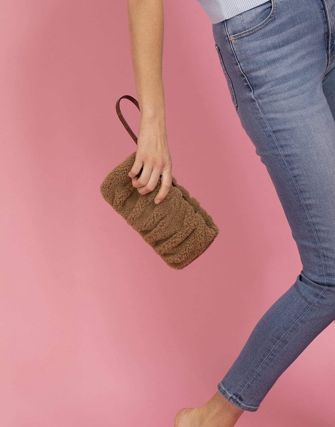 STAUD-Bean Shearling Bag Natural-NATURAL