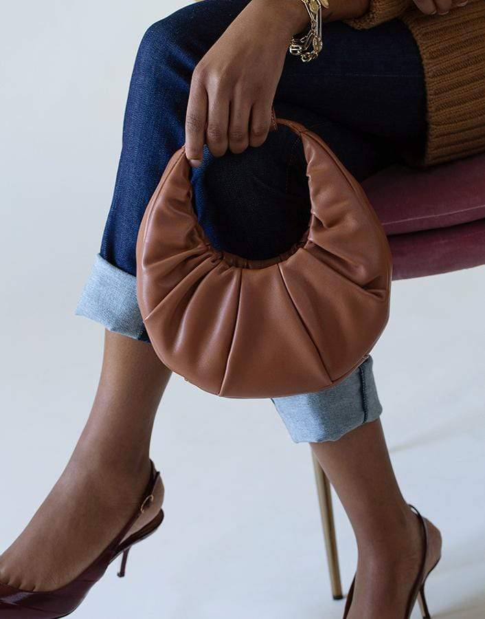 STAUD-Tan Mini Soft Moon Bag-TAN