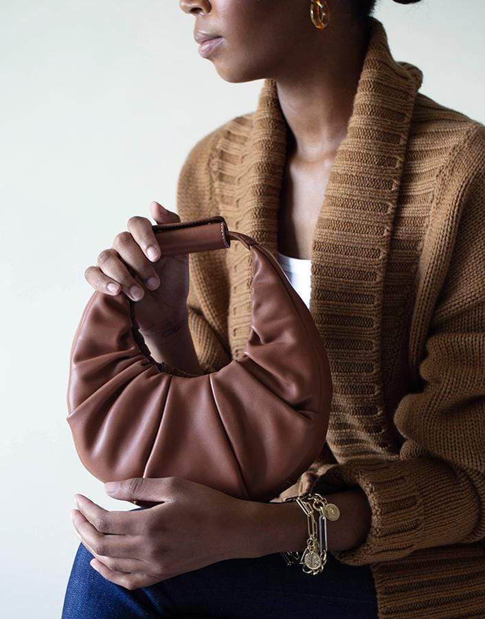 STAUD-Tan Mini Soft Moon Bag-TAN