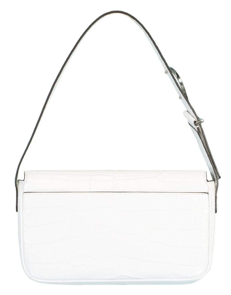 STAUD-Fresh White Croc Embossed Tommy Leather Bag-WHITE
