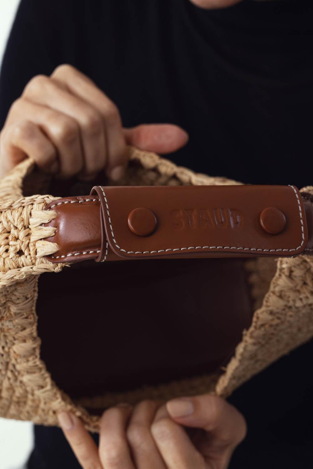 STAUD-Moon Bag - Raffia-NAT/TAN