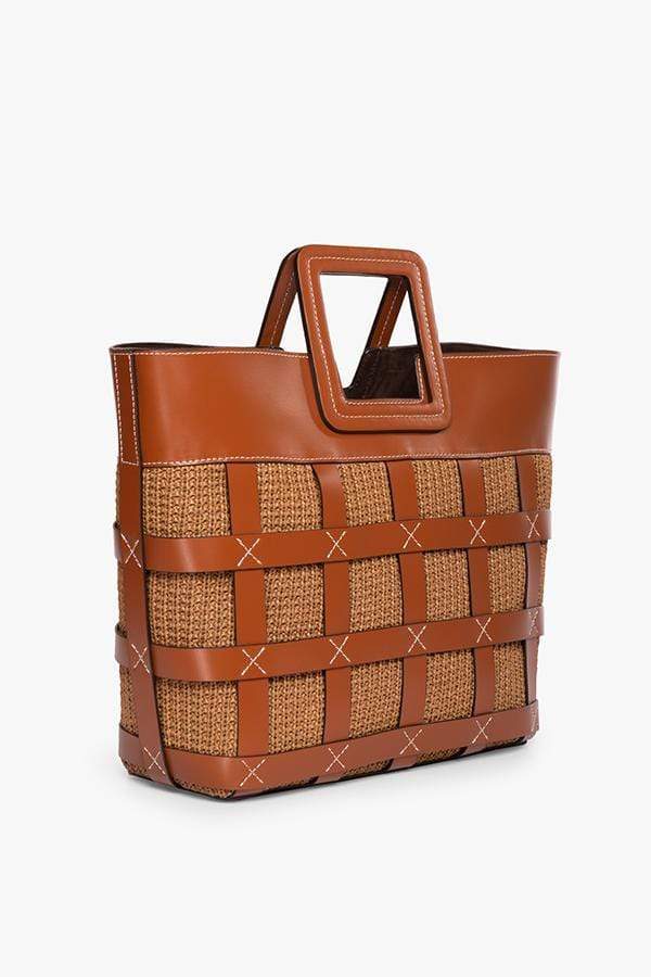 STAUD-Raffia Shirley Tote Bag-TAN