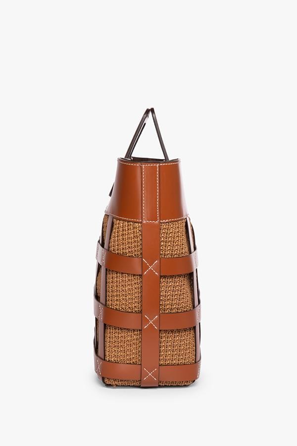 STAUD-Raffia Shirley Tote Bag-TAN