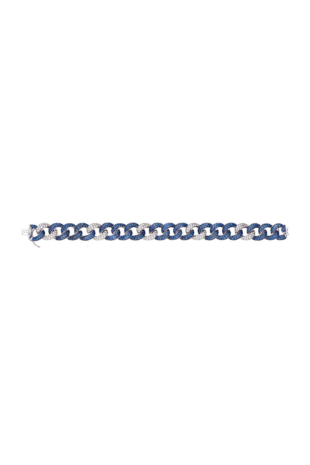 STEFERE-Diamond Blue Sapphire Link Bracelet-WHITE GOLD