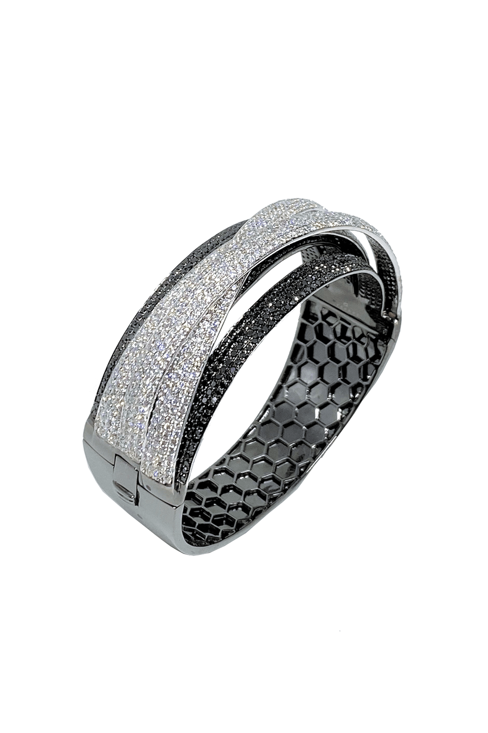 STEFERE-Mixed Diamond Bangle Bracelet-WHITE GOLD