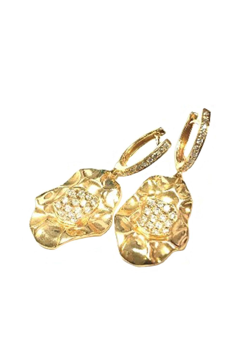 Diamond Drop Circle Hoop Earrings-ROSE GOLD-JEWELRYFINE JEWELEARRING-STEFERE
