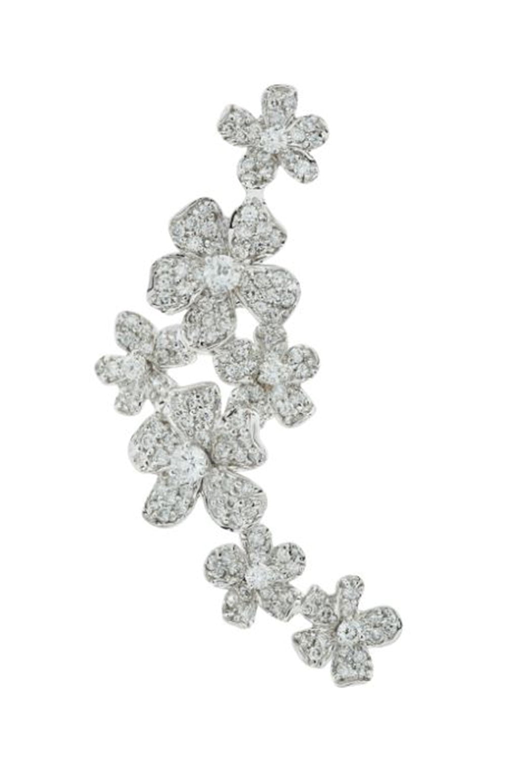STEFERE-Diamond Flower Ear Cuff-WHITE GOLD