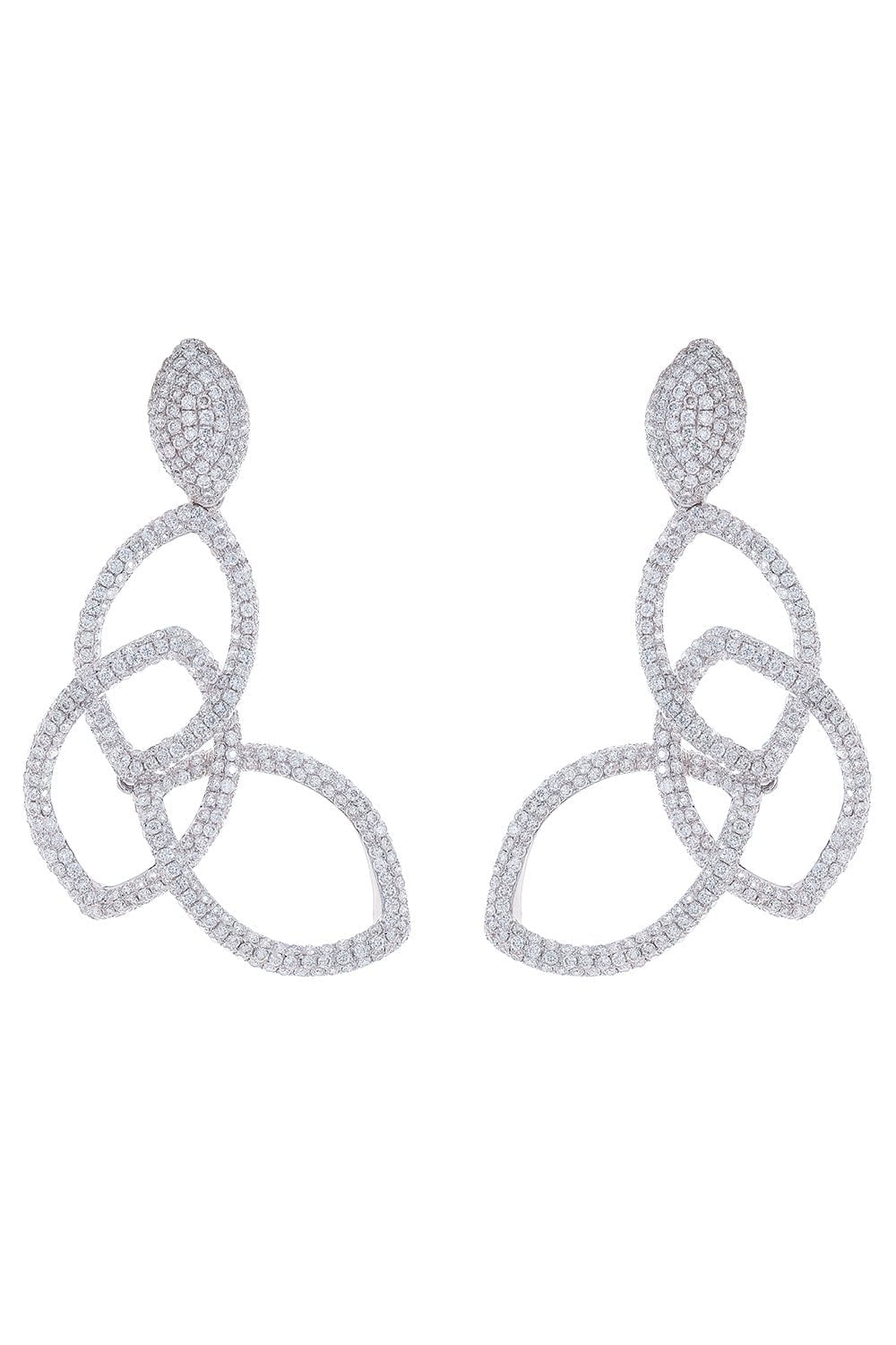 STEFERE-Diamond Hoop Drop Earrings-WHITE GOLD