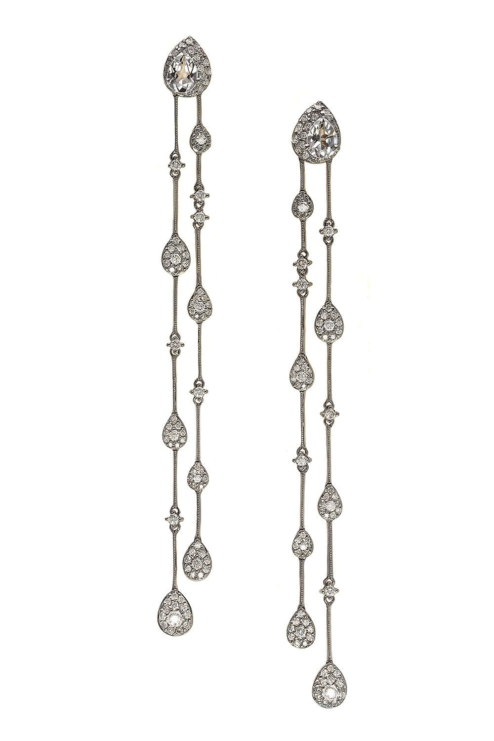 STEFERE-Diamond Long Drop Earrings-WHITE GOLD