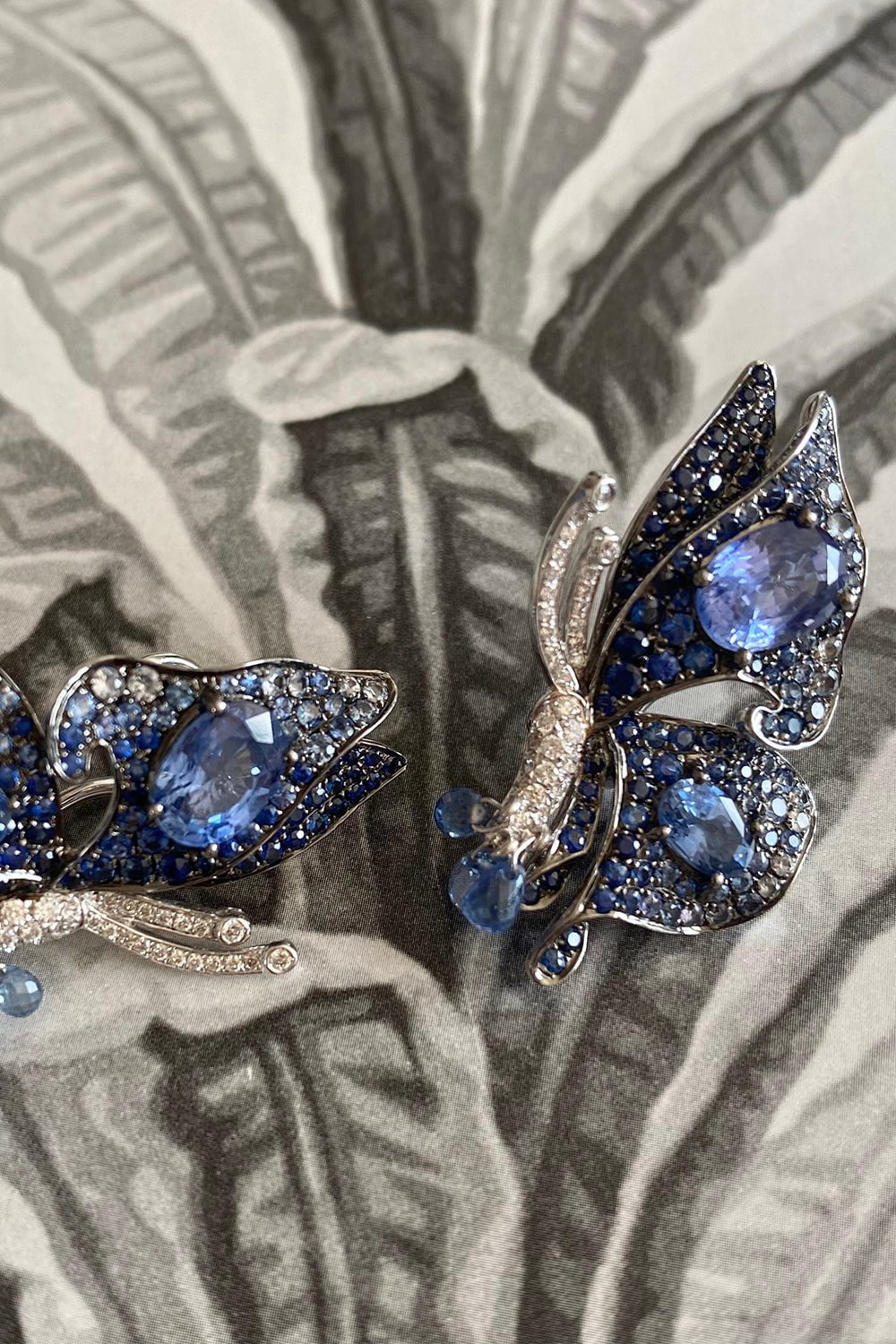 STEFERE-Sapphire Diamond Butterfly Earrings-WHITE GOLD