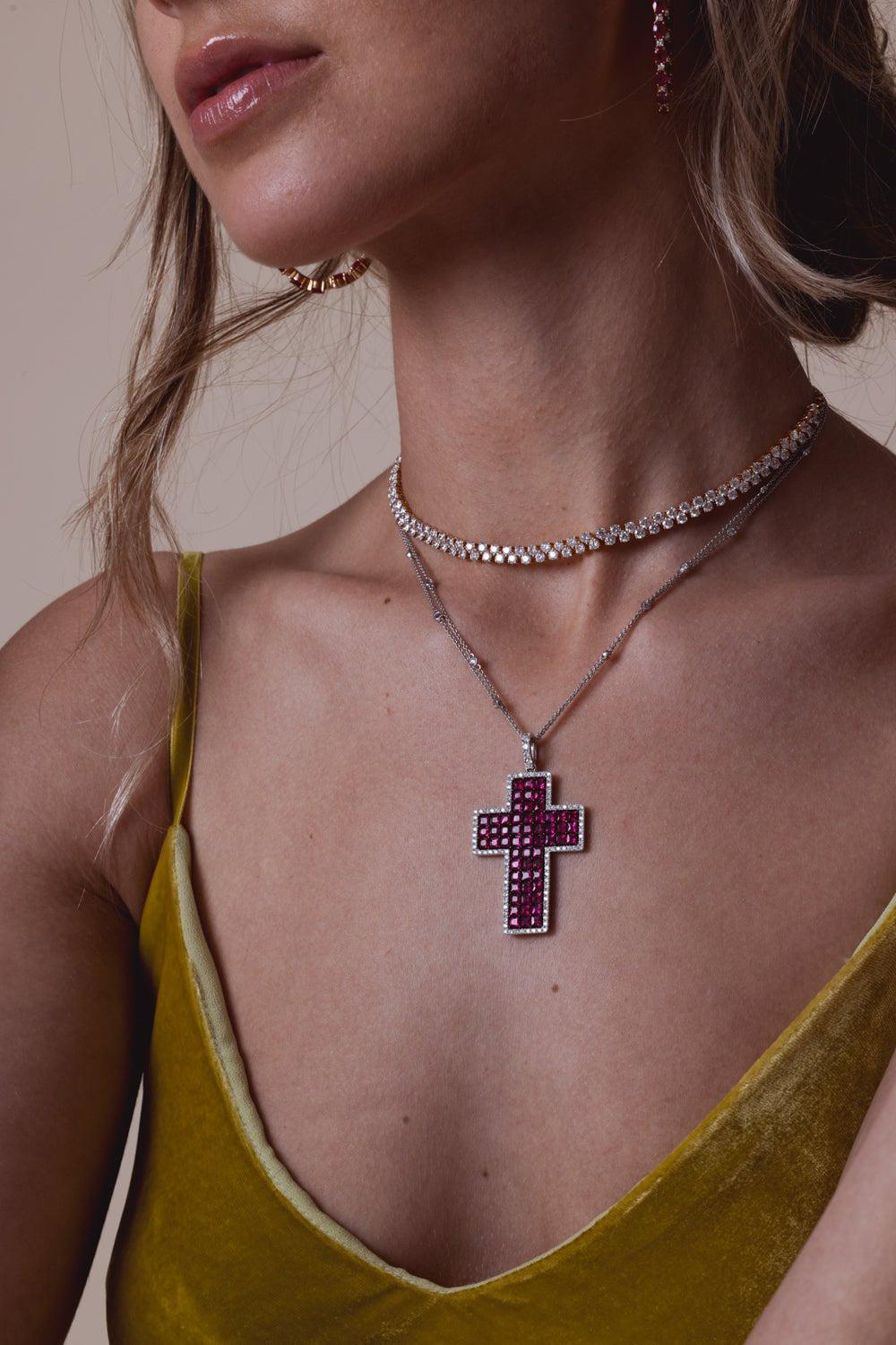 STEFERE-Two Row Diamond Necklace-ROSE GOLD