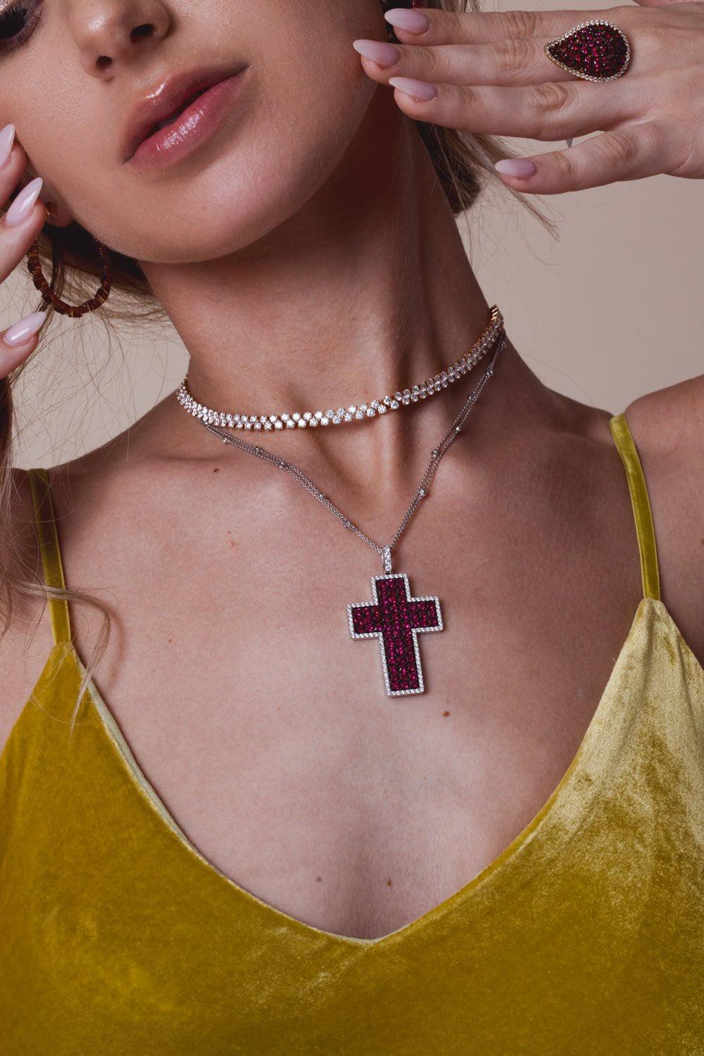STEFERE-Two Row Diamond Necklace-ROSE GOLD