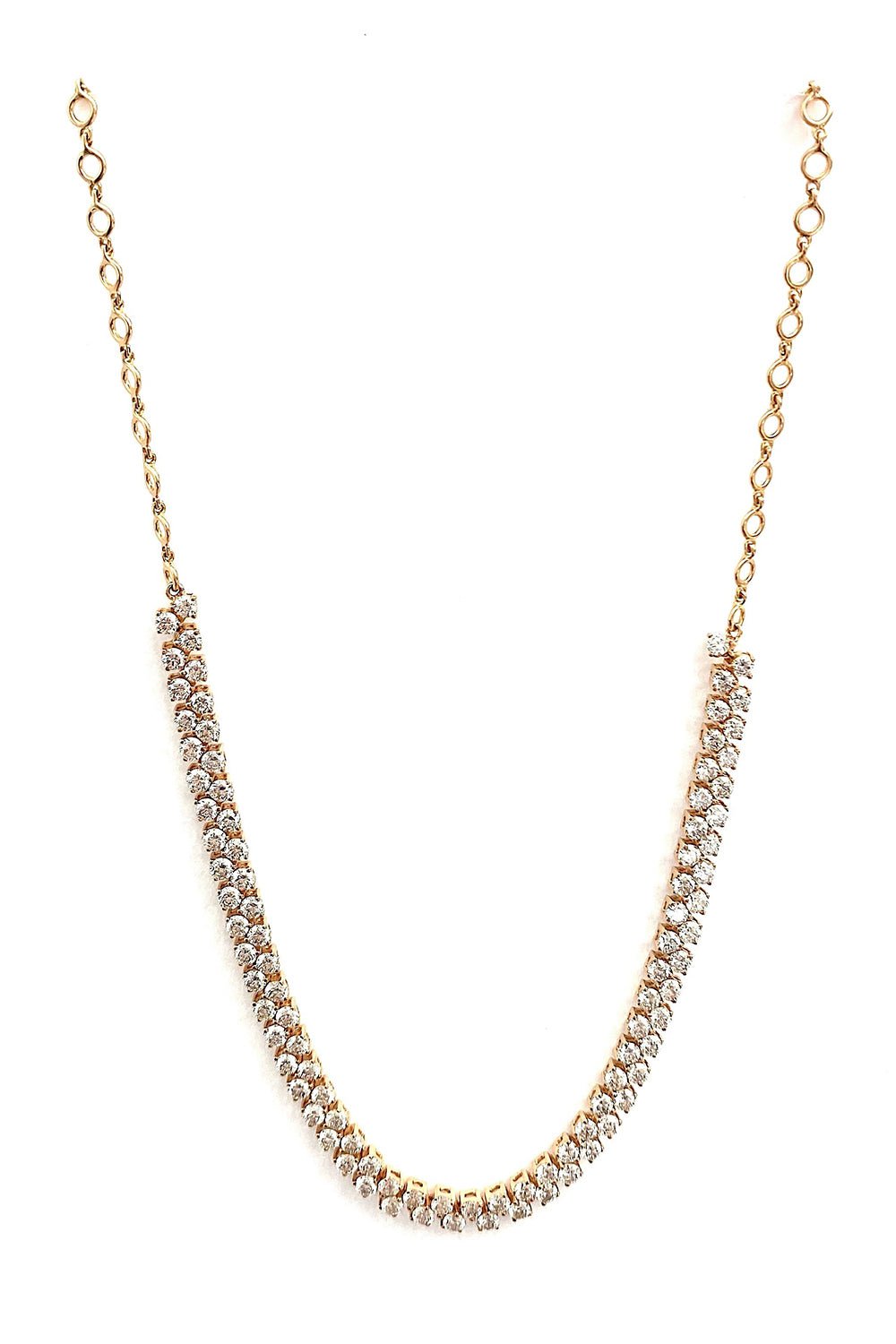 STEFERE-Two Row Diamond Necklace-ROSE GOLD