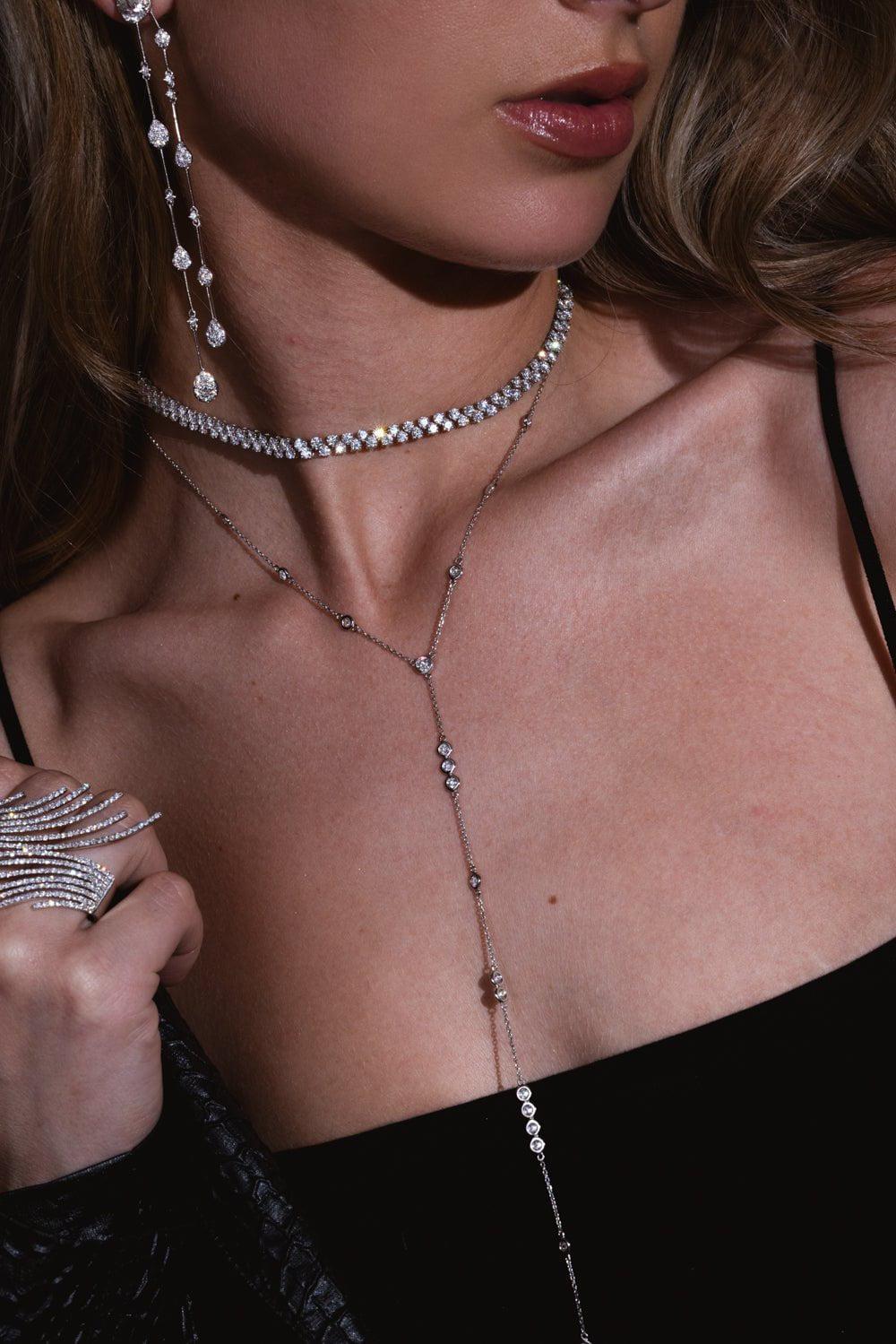 STEFERE-Diamond Riviera Necklace-WHITE GOLD