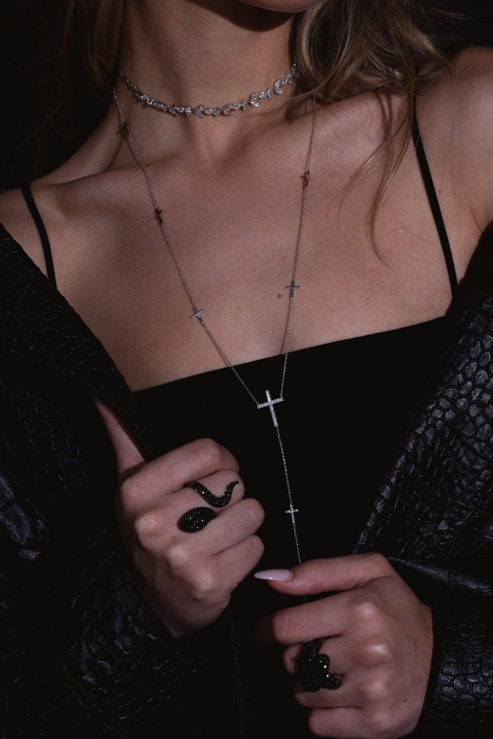 STEFERE-Diamond Tear Drop Necklace-WHITE GOLD