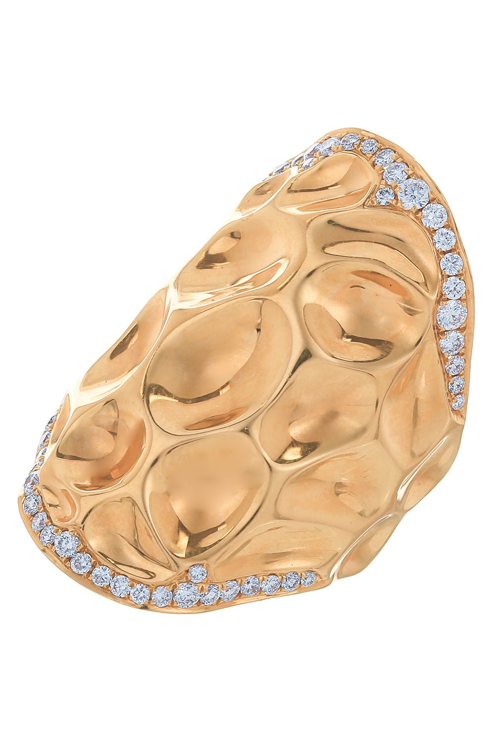 STEFERE-Diamond Hammered Ring-ROSE GOLD