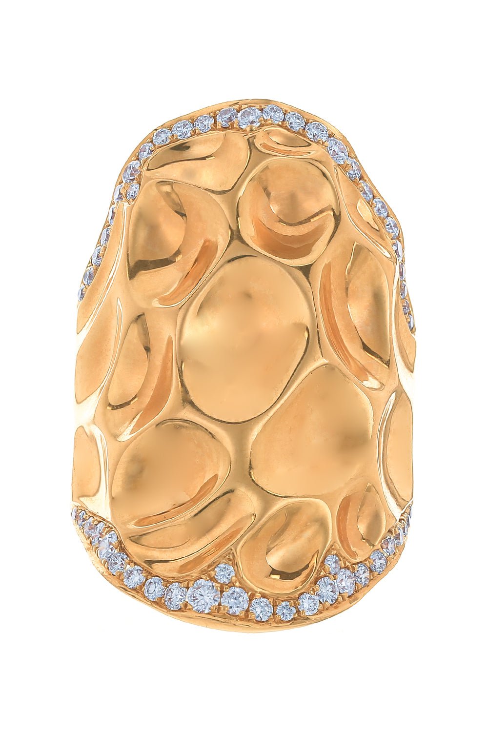 STEFERE-Diamond Hammered Ring-ROSE GOLD