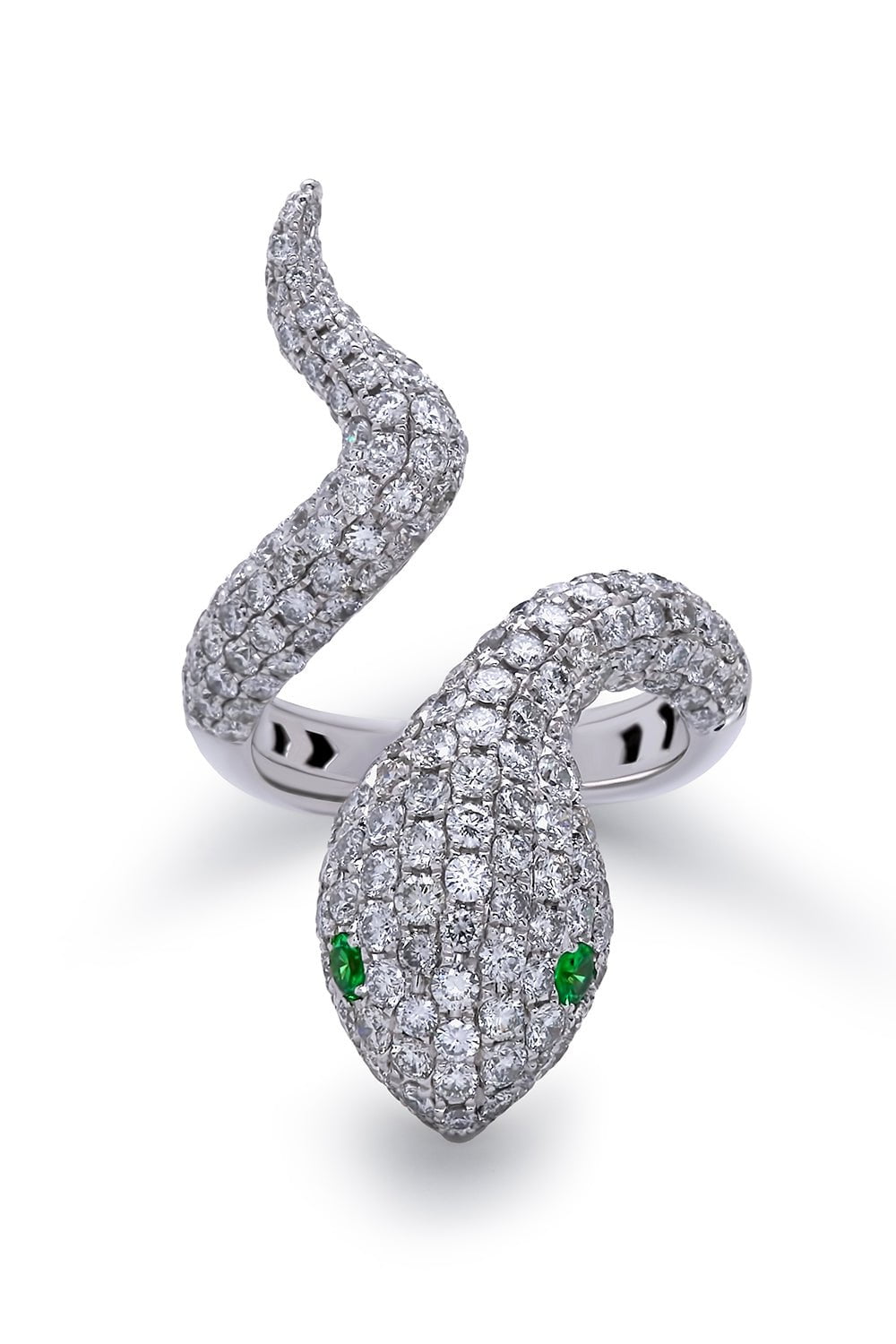 STEFERE-Diamond Garnet Snake Ring-WHITE GOLD