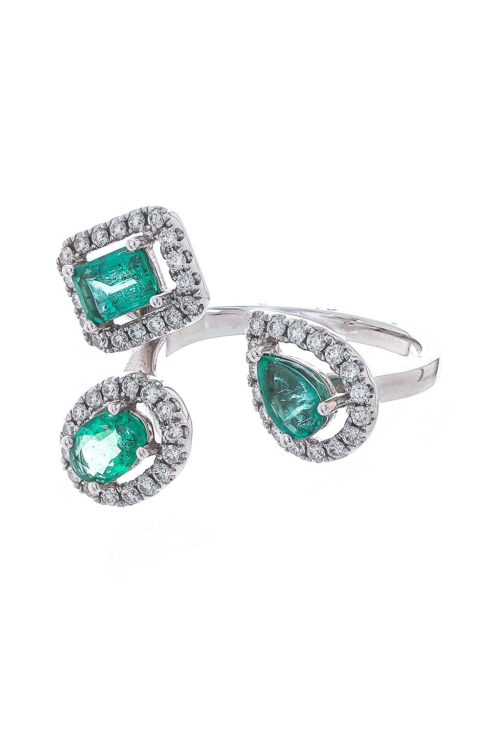 STEFERE-Mixed Emerald Open Ring-WHITE GOLD