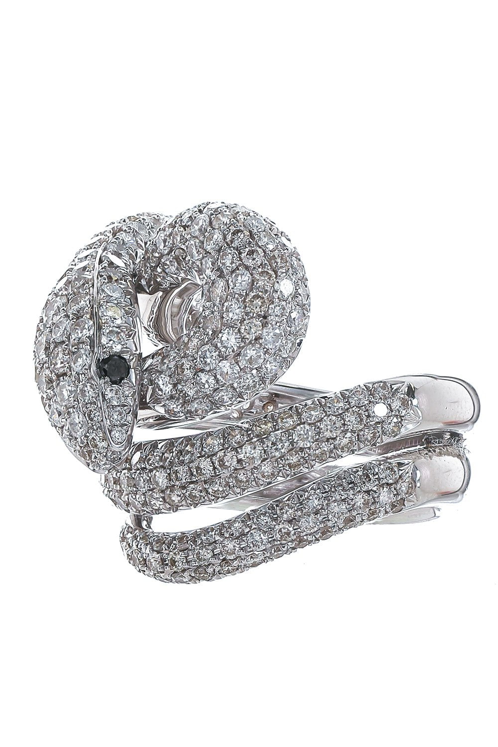 STEFERE-Multi Diamond Spiral Snake Ring-WHITE GOLD