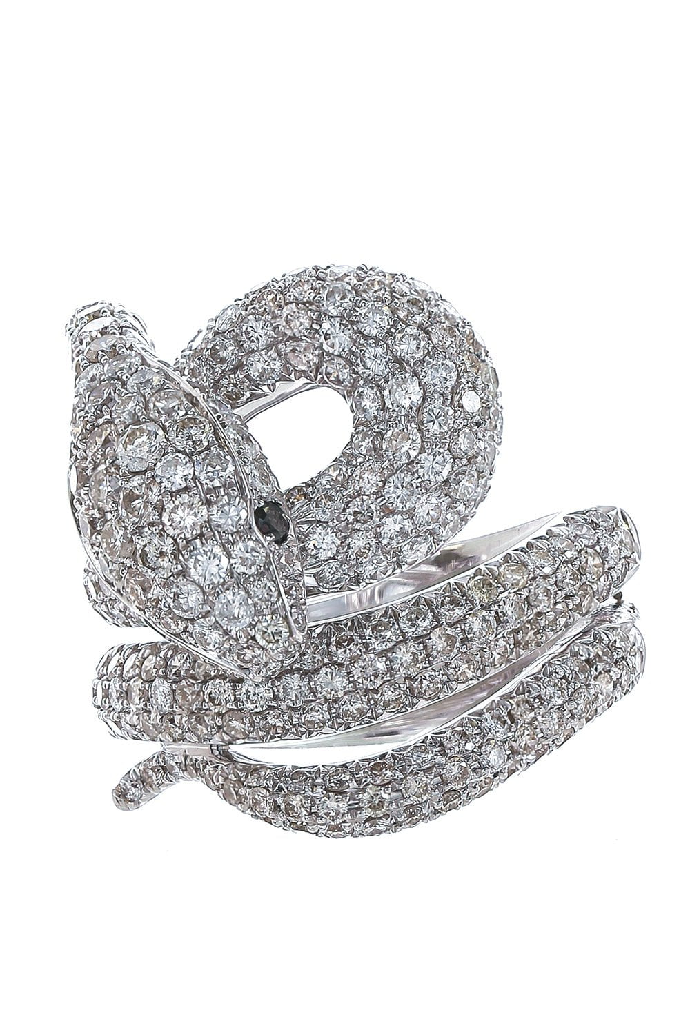 STEFERE-Multi Diamond Spiral Snake Ring-WHITE GOLD