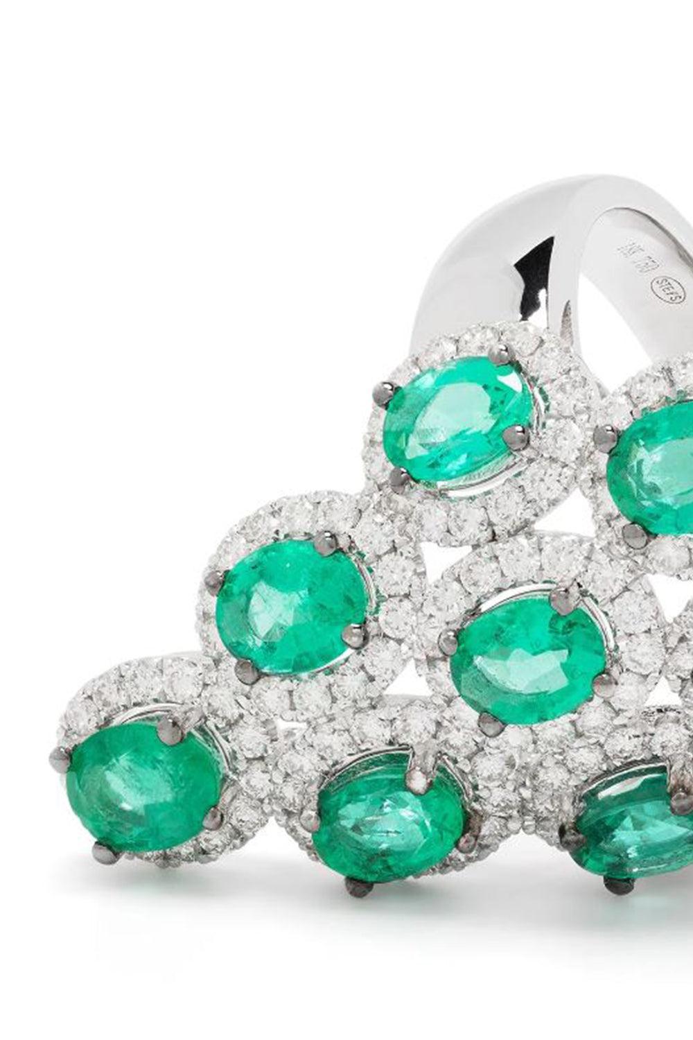Emerald Diamond Ring-WHITE GOLD-7-JEWELRYFINE JEWELRING-STEFERE