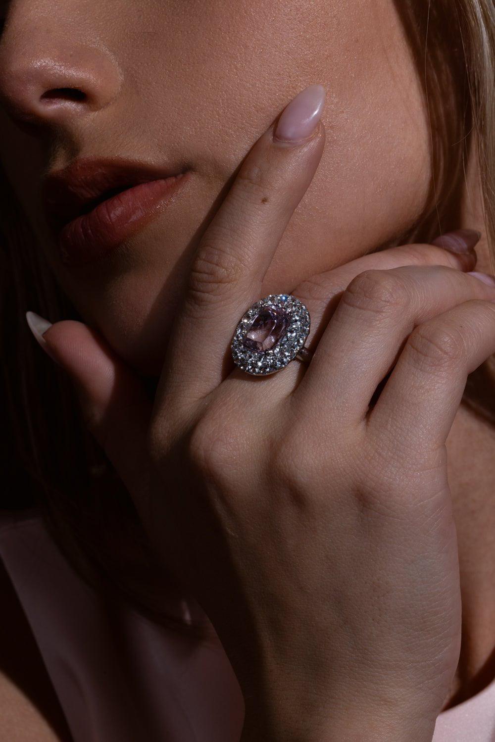 STEFERE-Kunzite Aquamarine Ring-WHITE GOLD