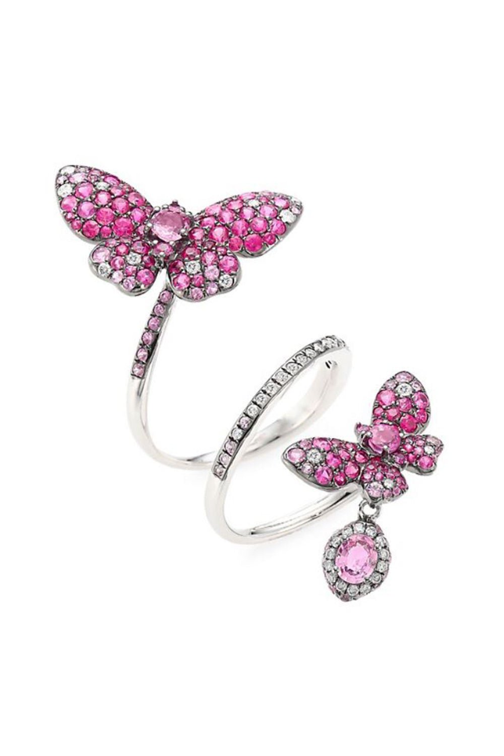 STEFERE-Diamond Sapphire Duo Butterfly Ring-WHITE GOLD
