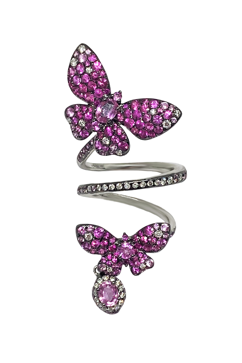 STEFERE-Diamond Sapphire Duo Butterfly Ring-WHITE GOLD