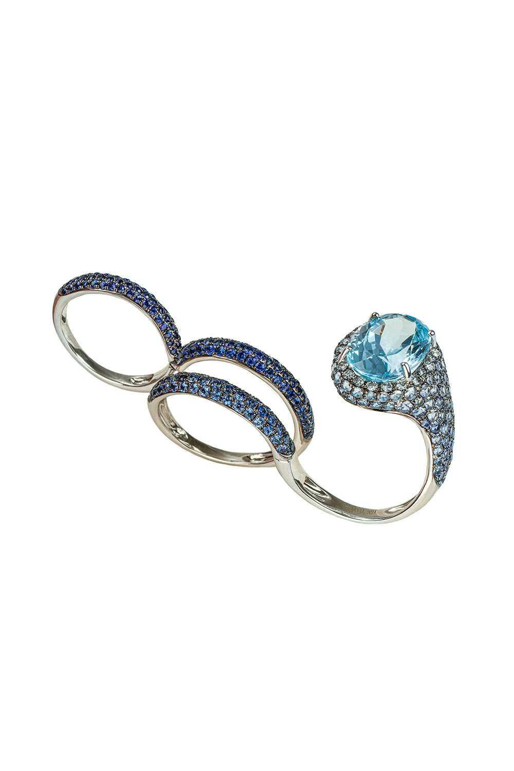 STEFERE-Diamond Sapphire Spiral Ring-WHITE GOLD