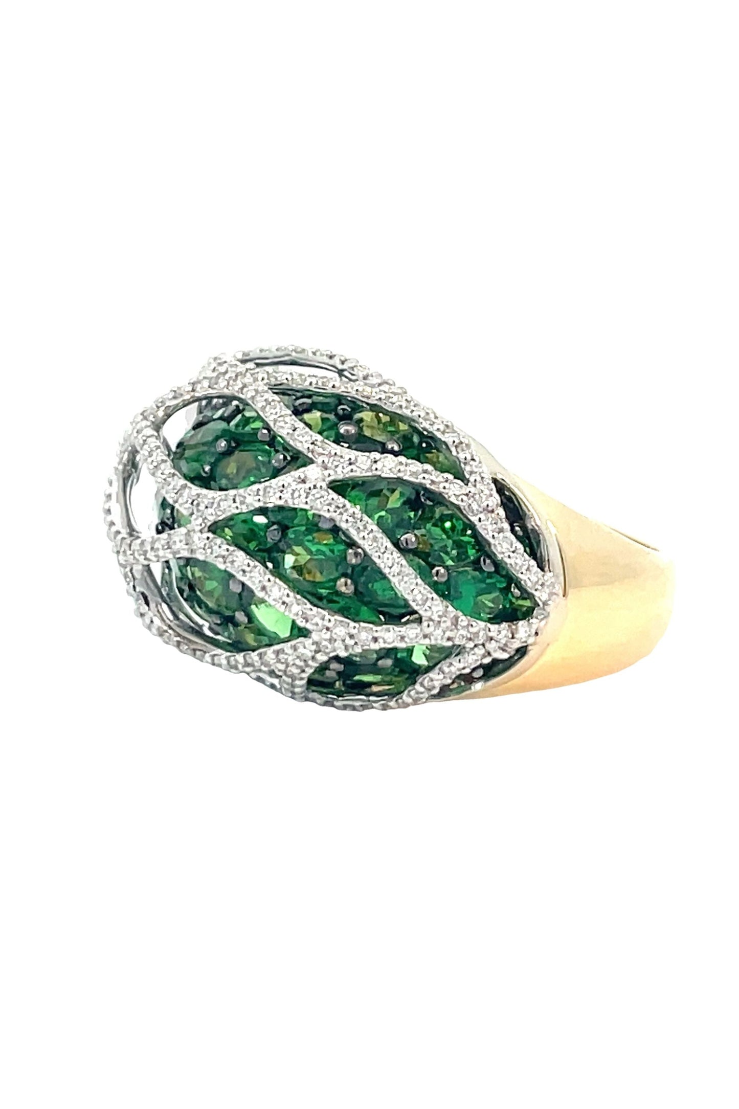 STEFERE-Diamond Tsavorite Cage Ring-YELLOW GOLD