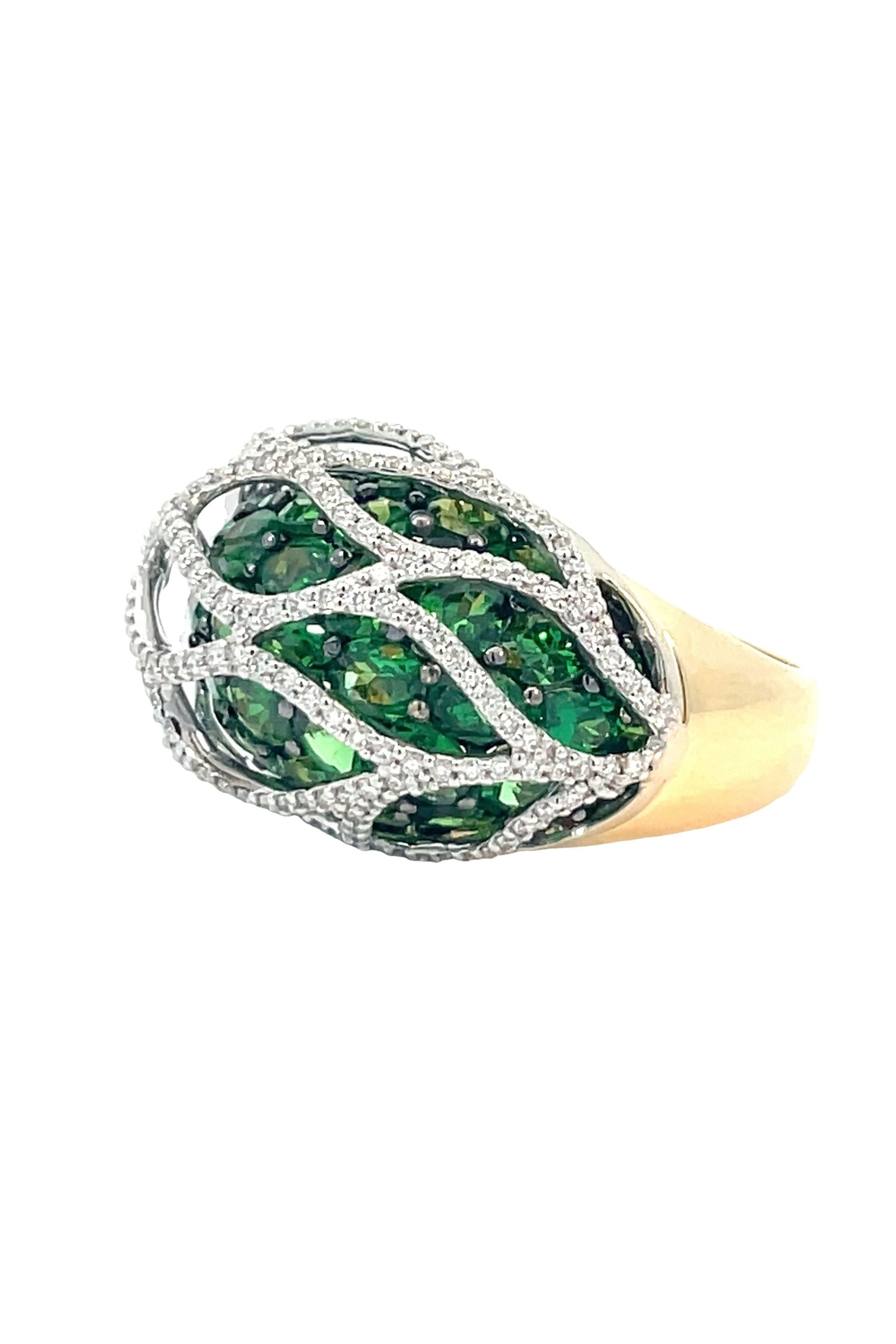 STEFERE-Diamond Tsavorite Cage Ring-YELLOW GOLD