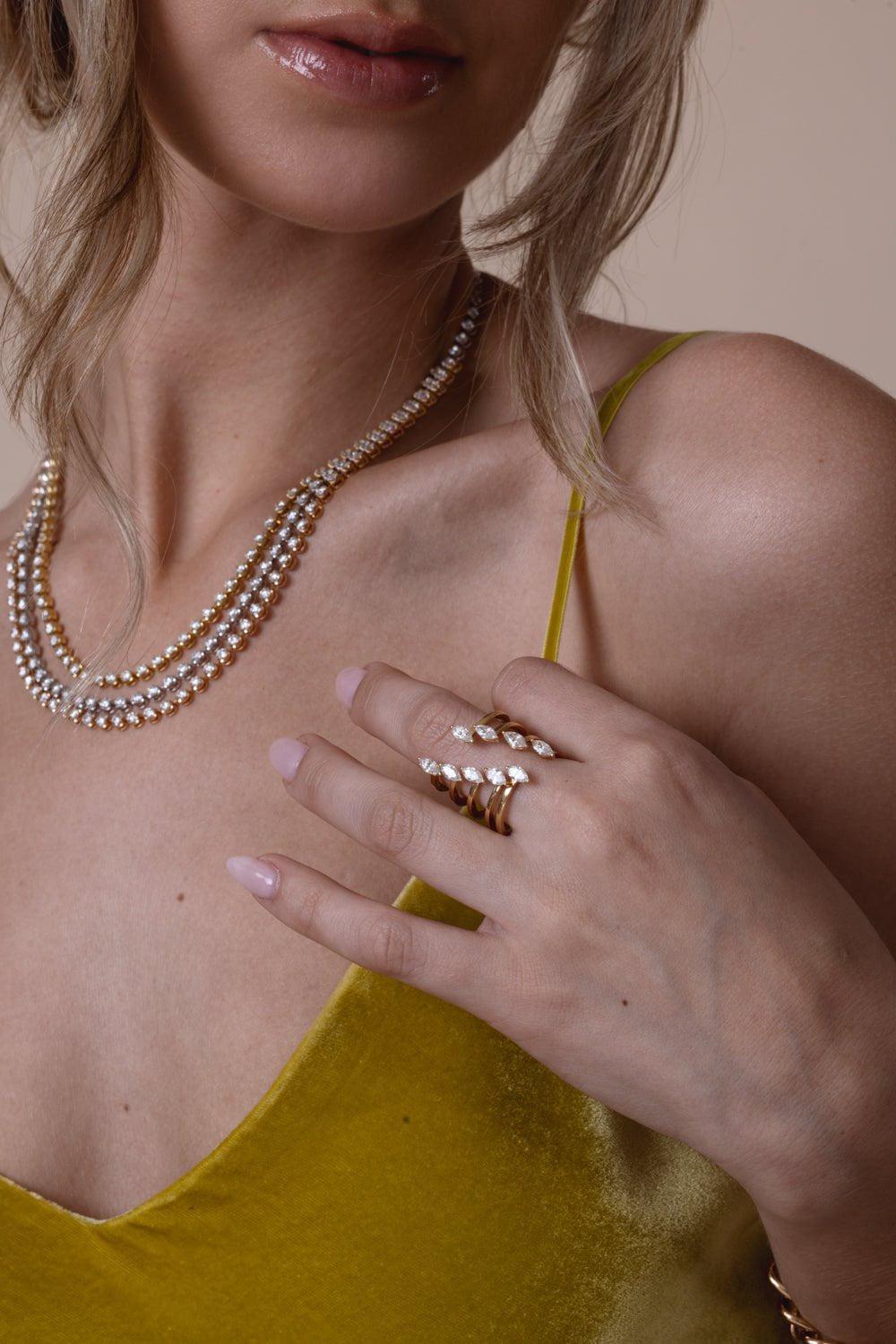STEFERE-Diamond Open Ring-YELLOW GOLD