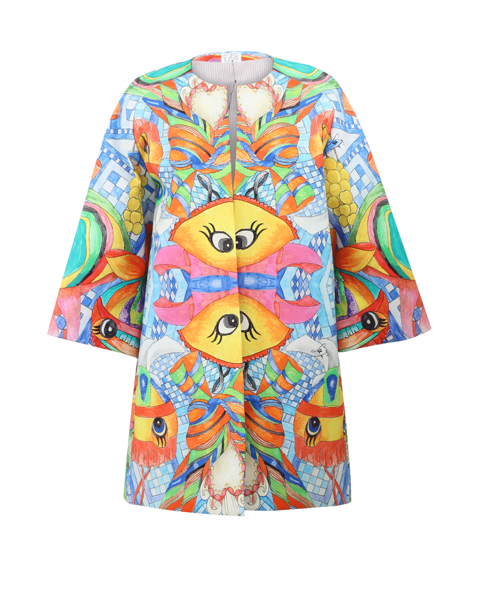 STELLA JEAN-Broker-Fish Printed Coat-