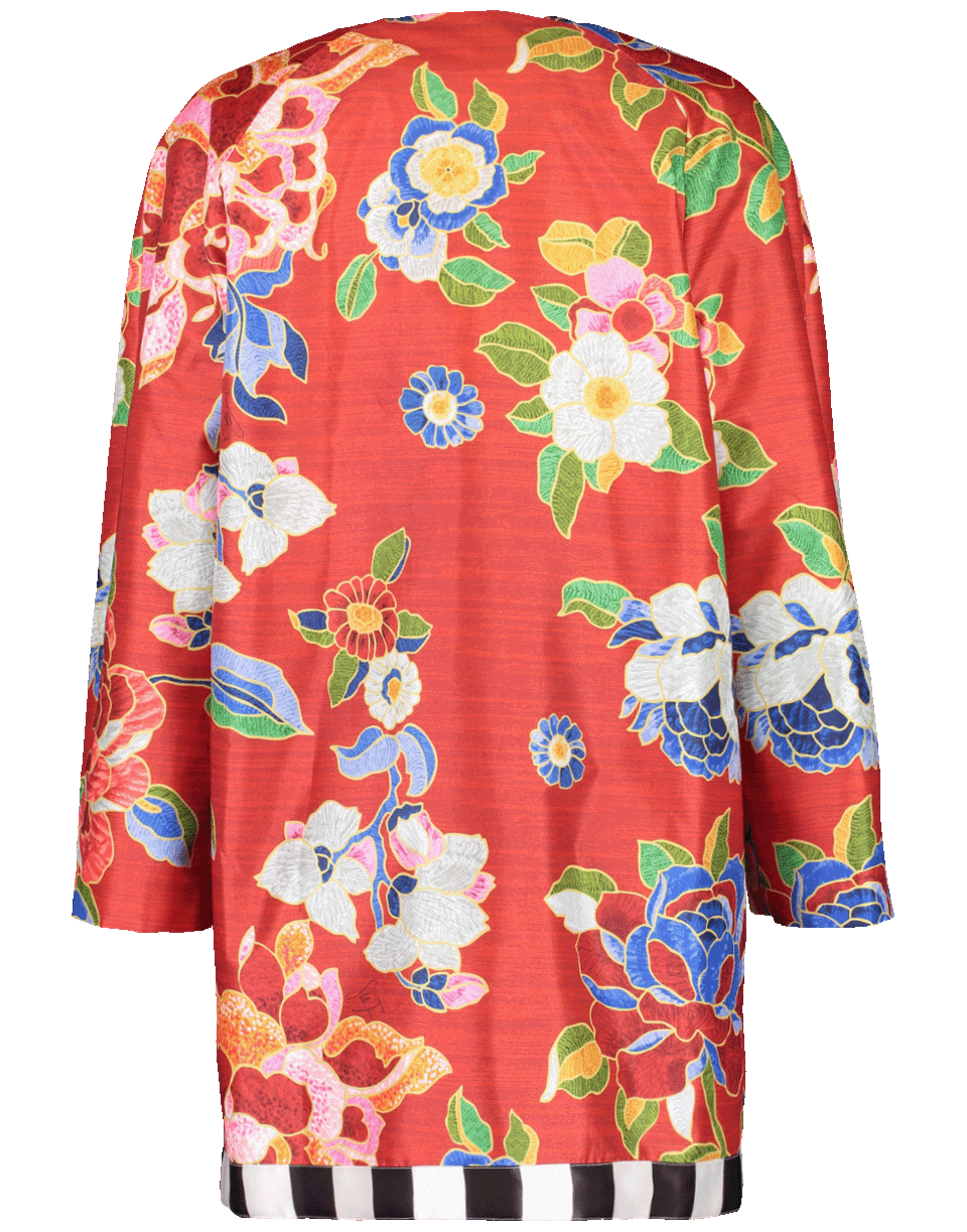 STELLA JEAN-Collarless Floral Print Coat-
