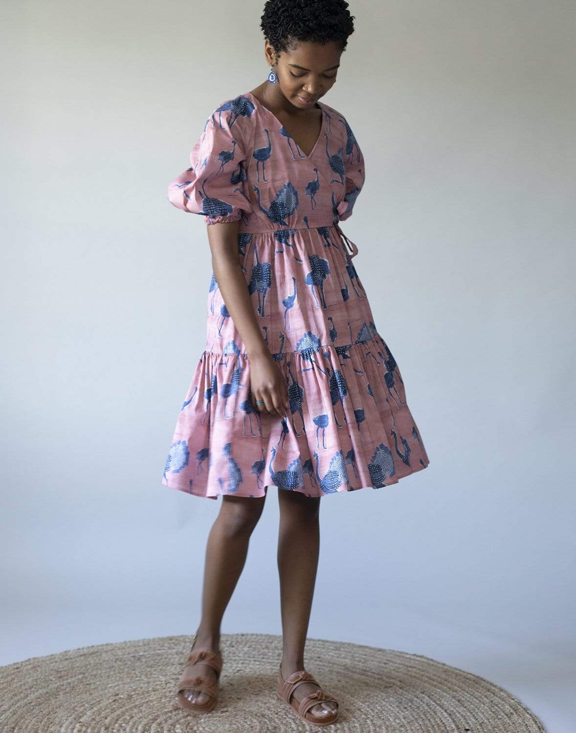 STELLA JEAN-Short Sleeve Print Dress-