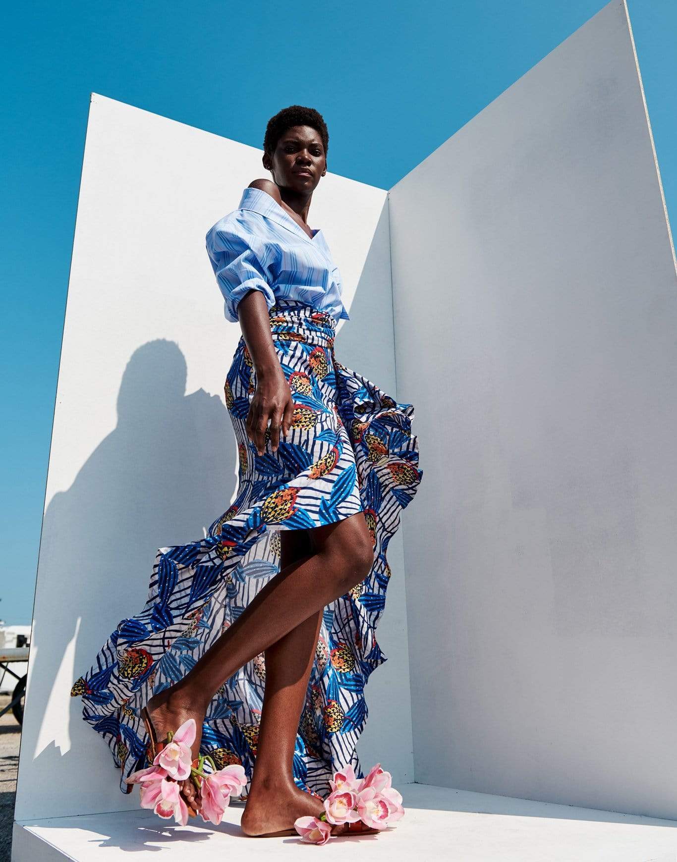 STELLA JEAN-Longuette Print Skirt-