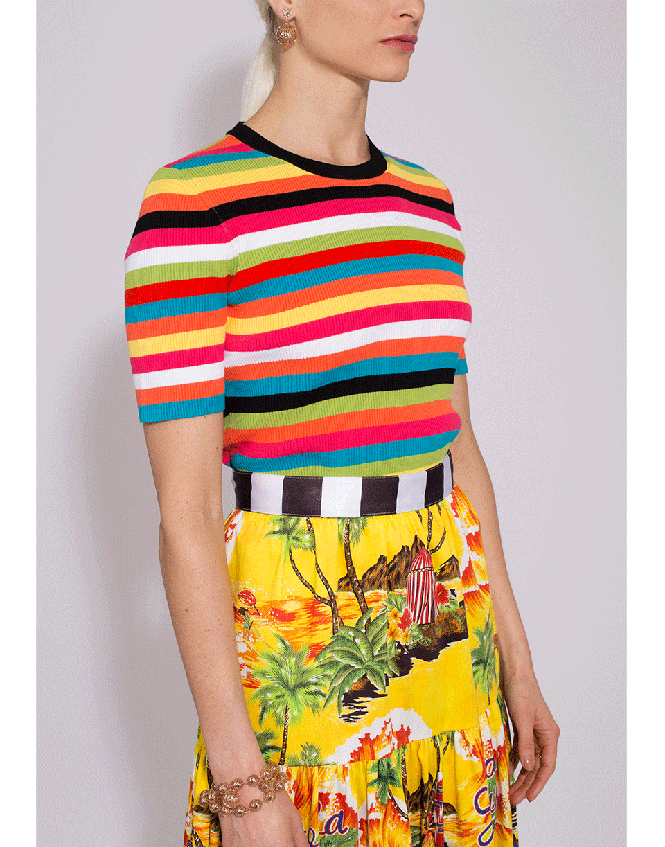 STELLA JEAN-Tropical Print Tiered Skirt-