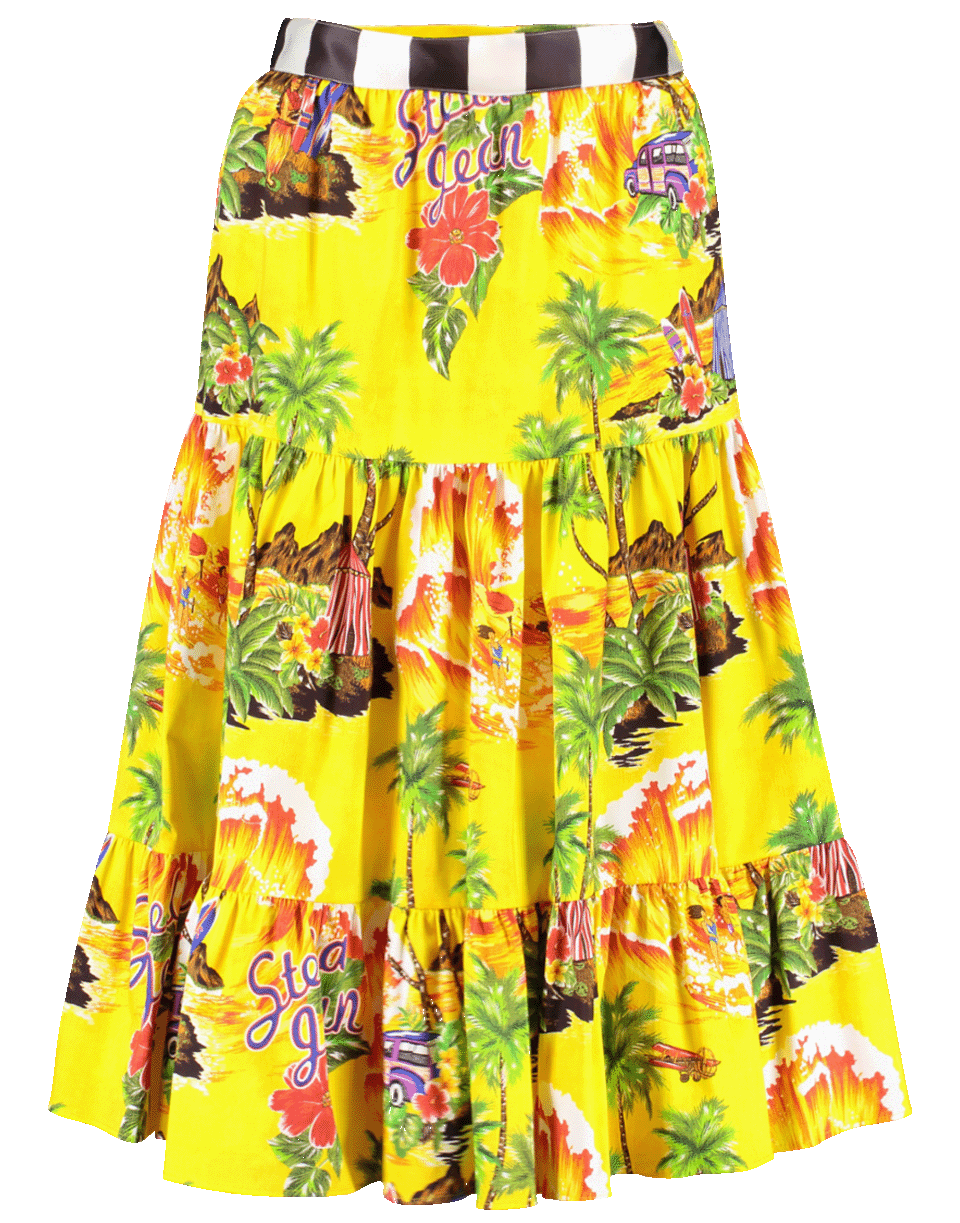 STELLA JEAN-Tropical Print Tiered Skirt-