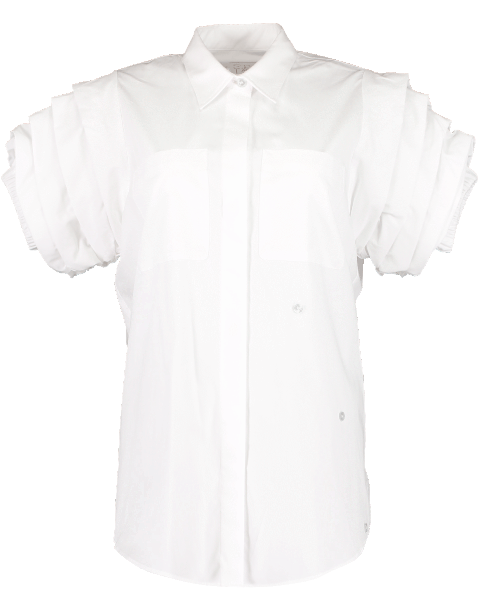 STELLA JEAN-Gathered Sleeve Poplin Shirt-