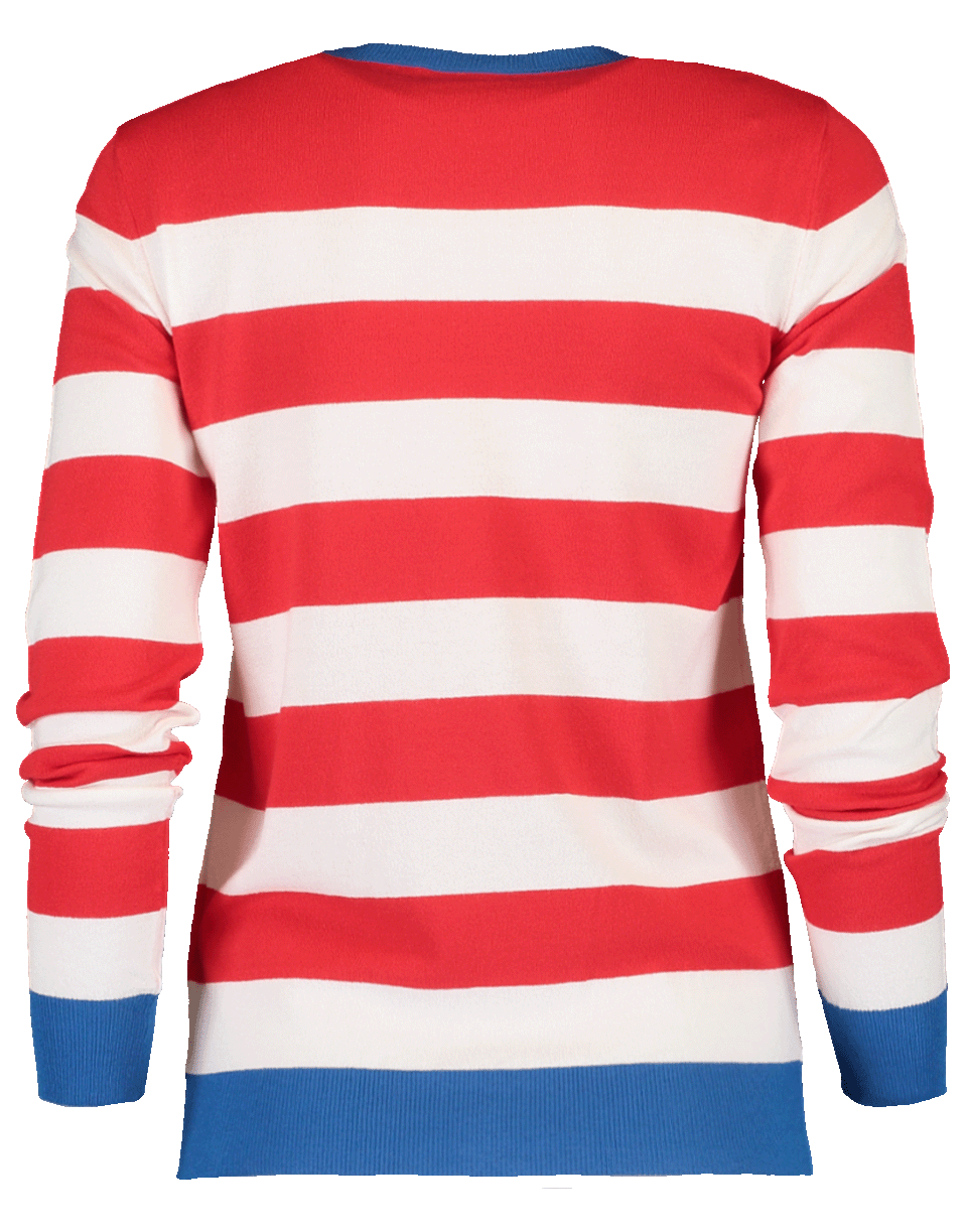 STELLA JEAN-Striped Knit Crewneck Sweater-