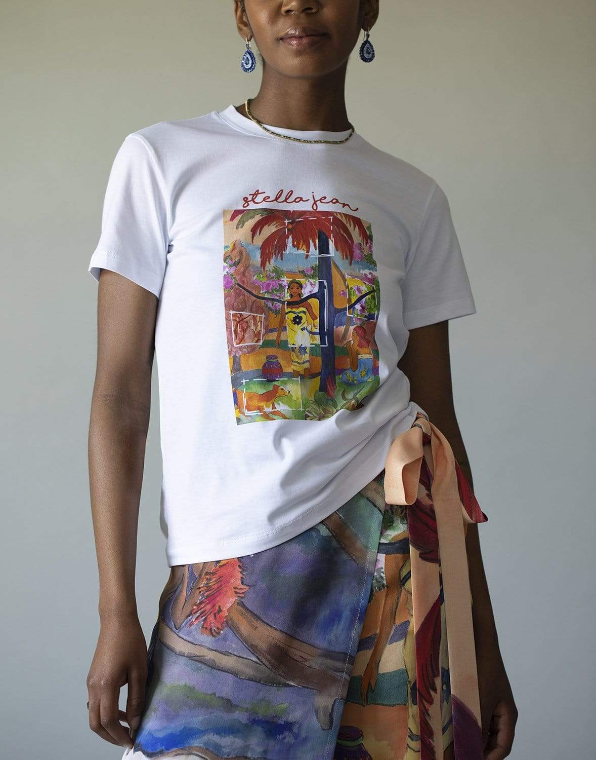 STELLA JEAN-Short Sleeve Print T-Shirt-