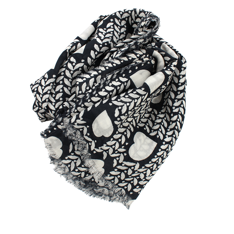 STELLA MCCARTNEY-Heart Print Scarf-BLK/WHT