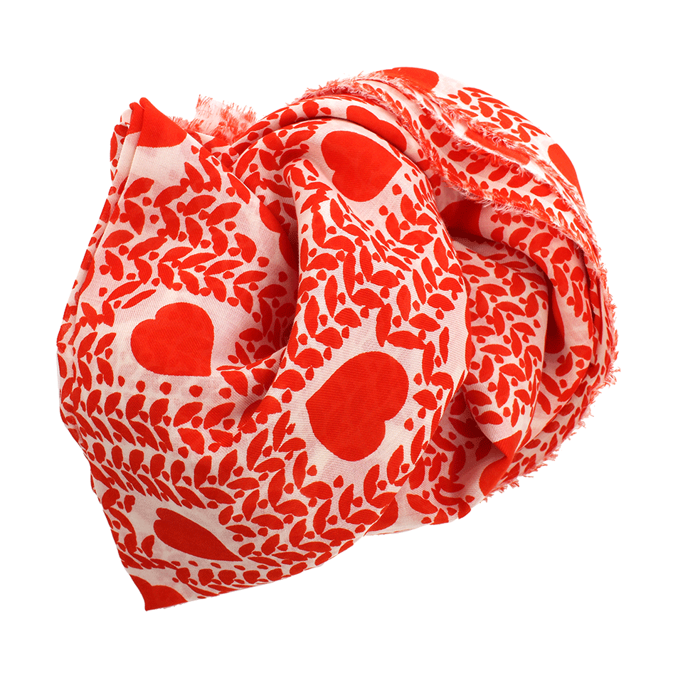 STELLA MCCARTNEY-Heart Print Scarf-ORNG/WHT