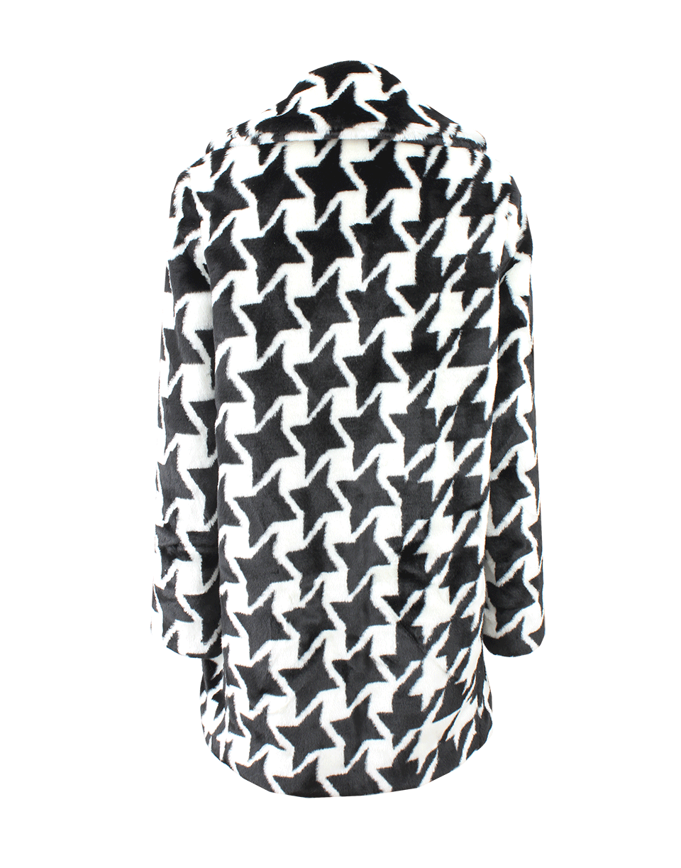 STELLA MCCARTNEY-Houndstooth Faux Fur Coat-BLACK