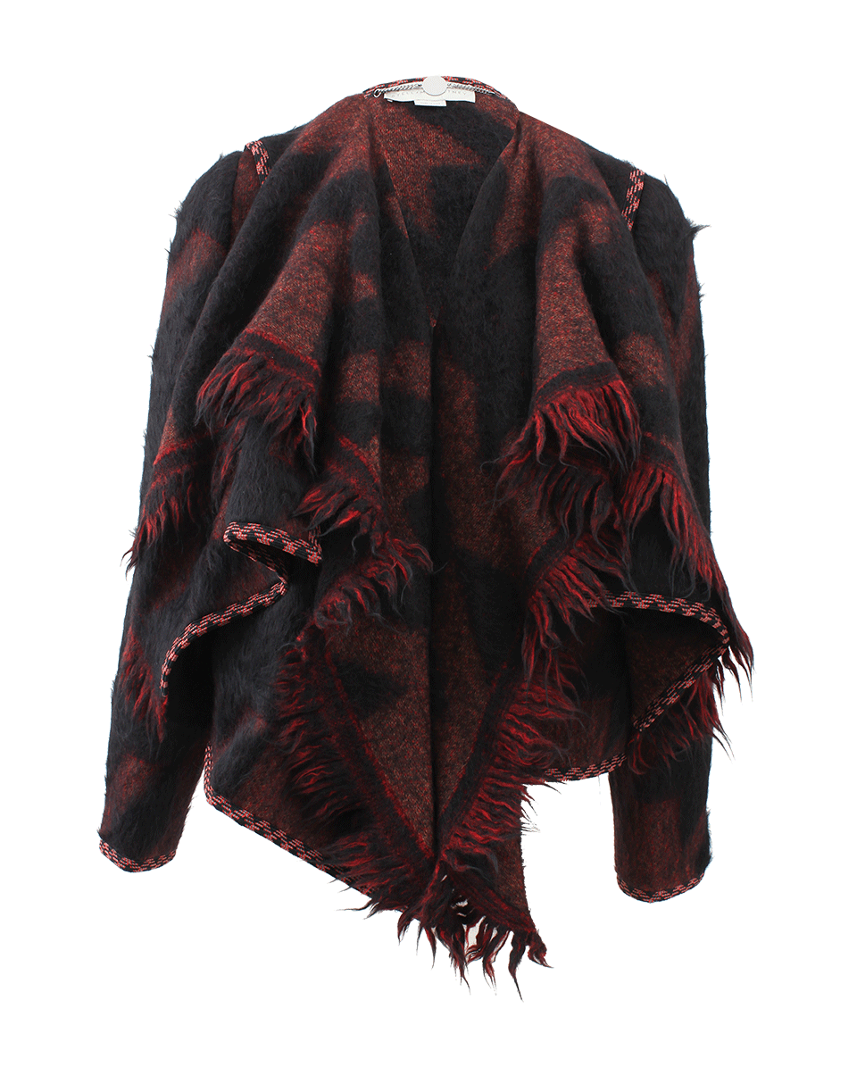 STELLA MCCARTNEY-Fringe Blanket Jacket-BLK/ORNG